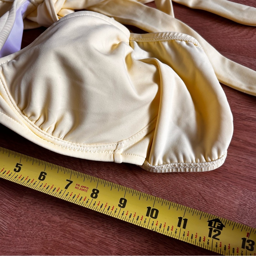 Venus Yellow bikini top w gorgeous silver ring detail Size S Sz 32C, 34B, 36A - Picture 7 of 7
